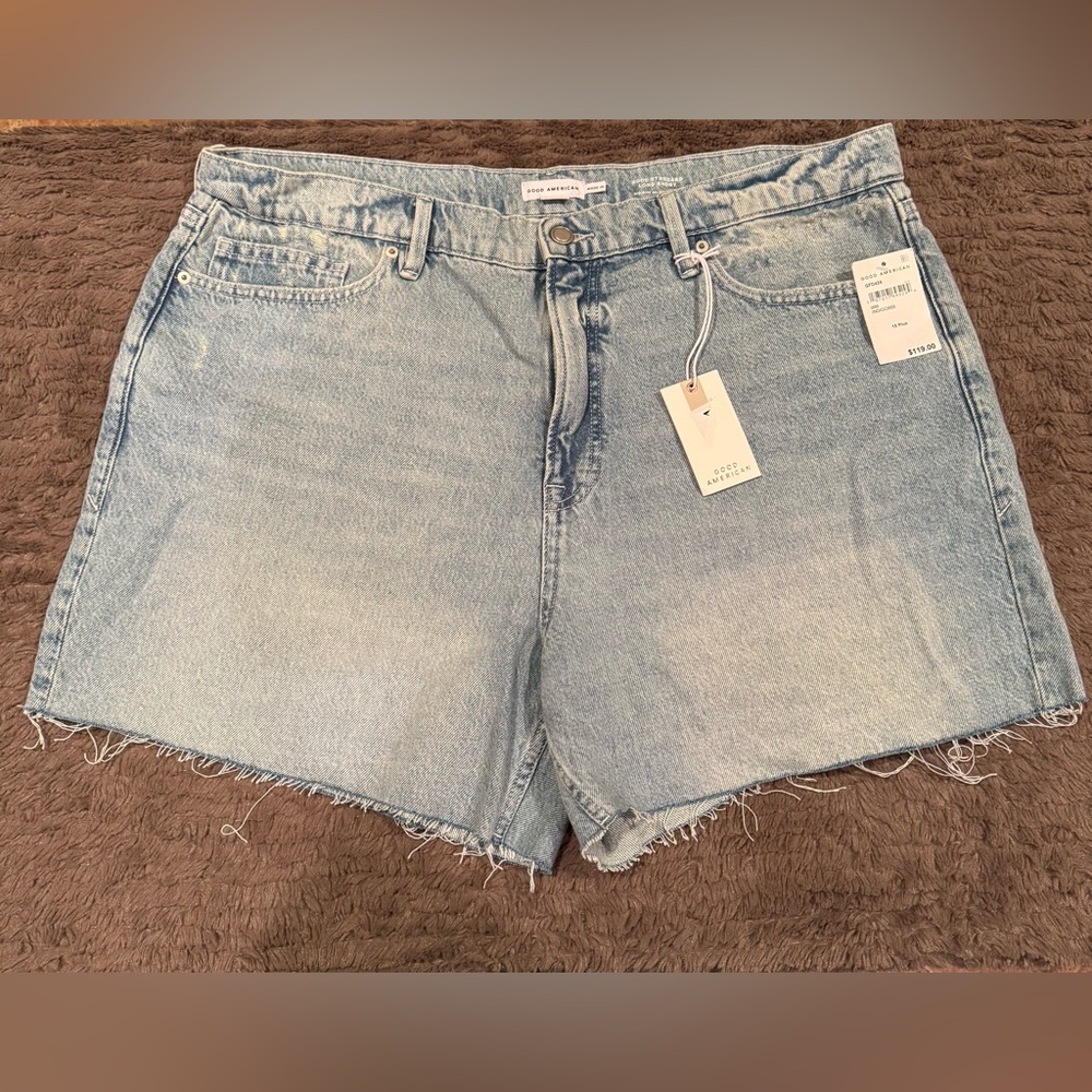 NWT Good American Good Standard Long Shorts Indigo Size 15+